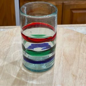 Mexico  hand blown 6” striped glass